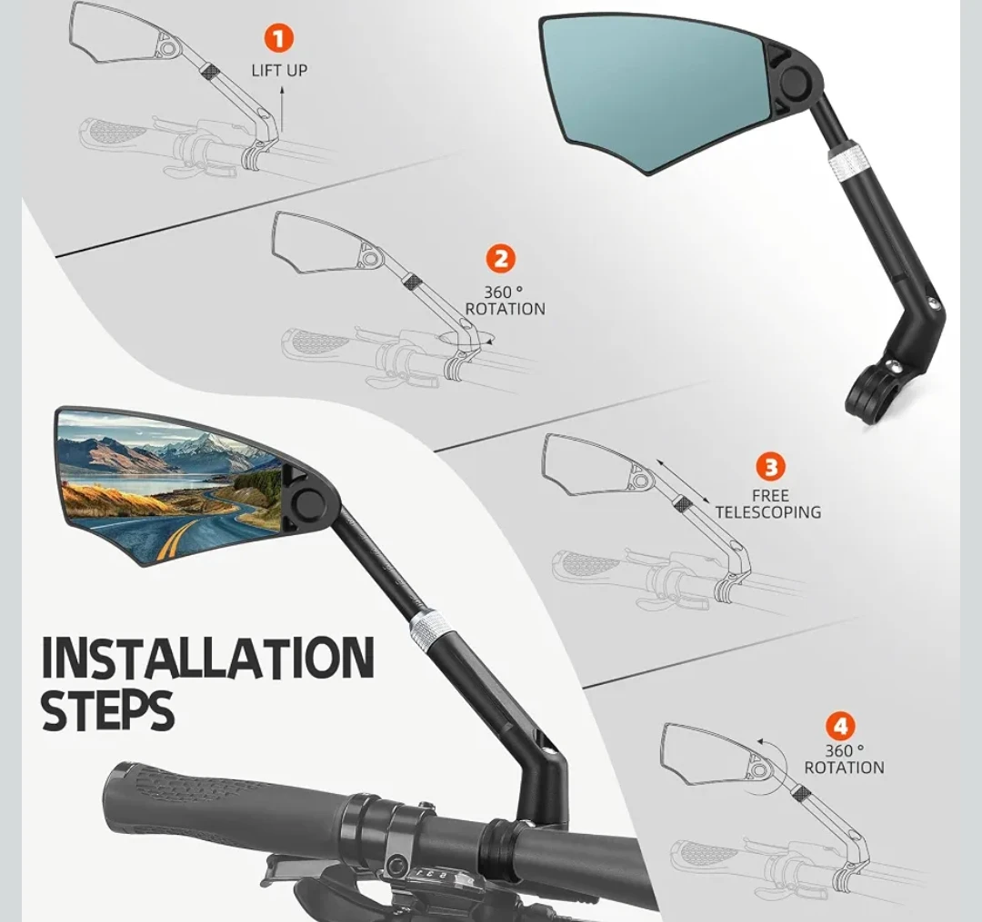 Side mirror West Biking Retractable Bicycle Mirror
