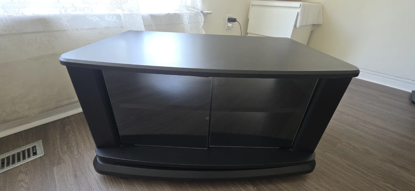 Black TV Stand with Glass Doors - photo 2