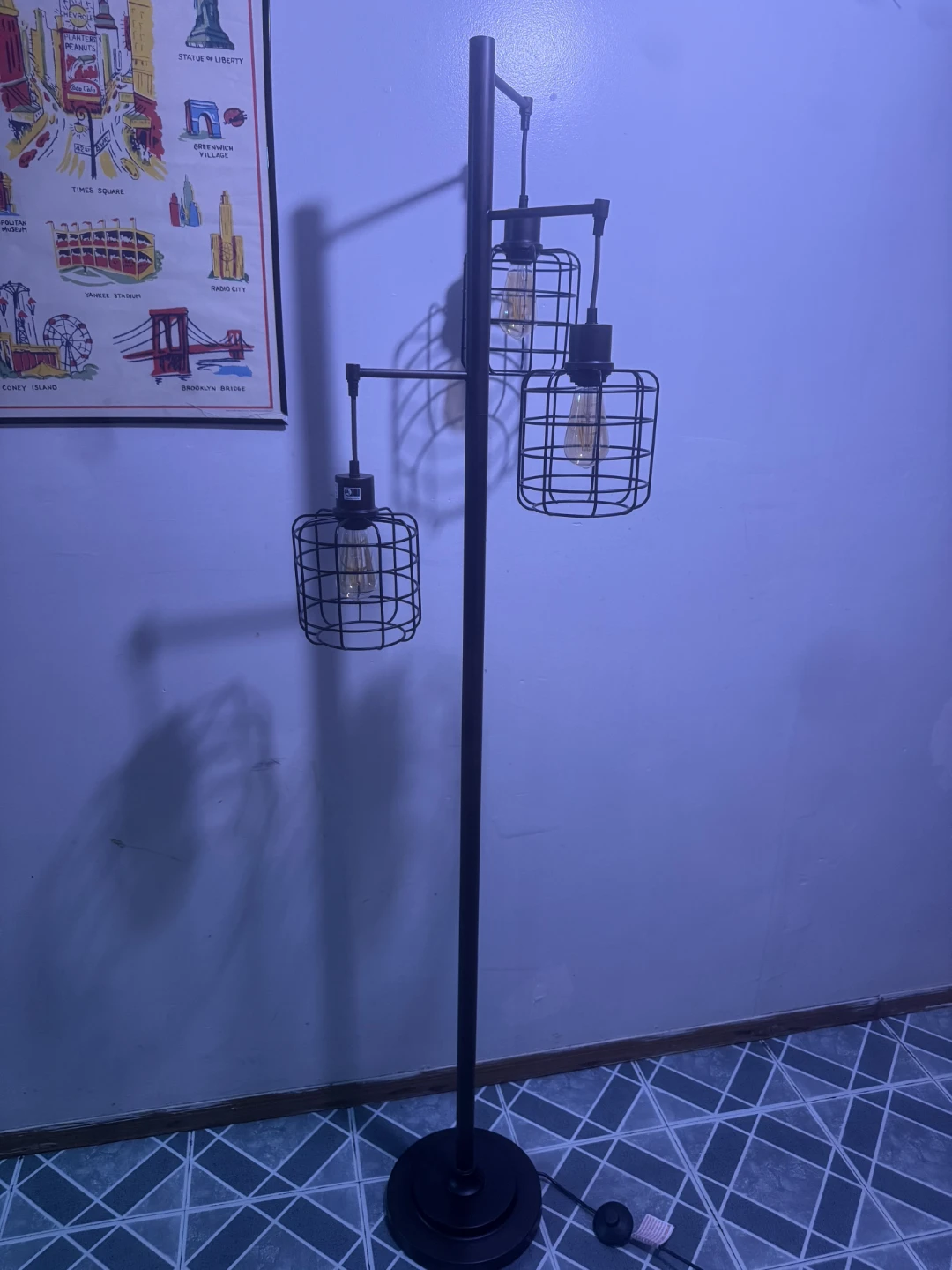 Industrial Style Three-Light Floor Lamp