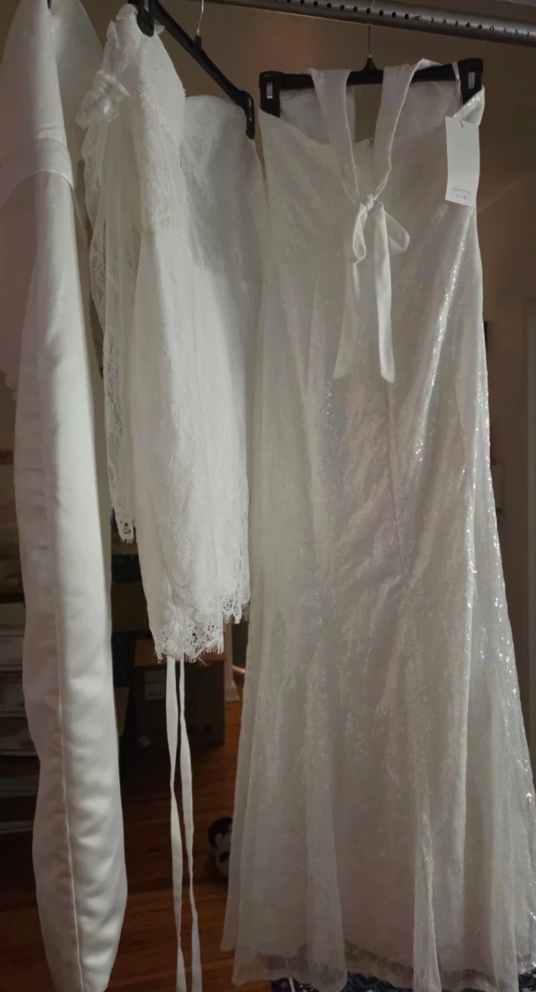 White Sequin Halter Maxi Dress. Wedding, bachelorette, prom 🏈 - photo 4
