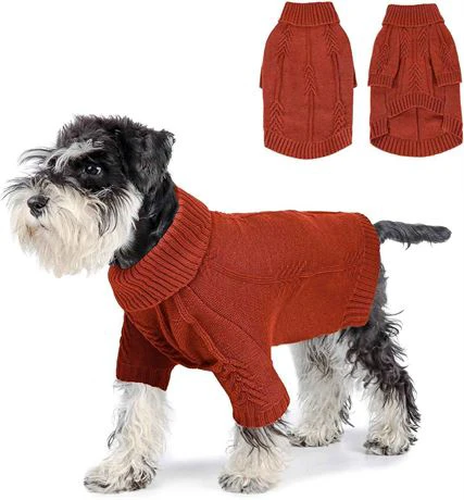 Red Cable Knit Dog Sweater size S