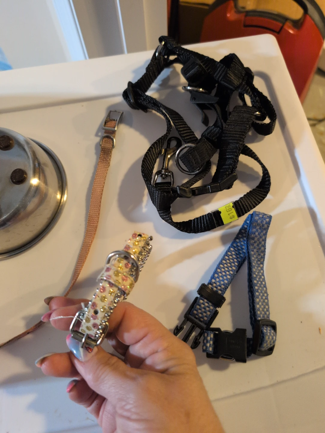 Small dog bowls and collars - photo 2