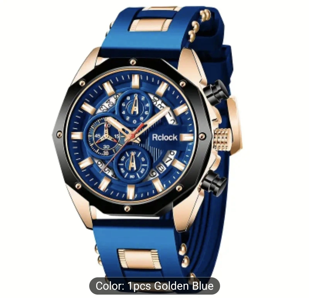 Rclock Golden Blue Wristwatch 🏈 - photo 4