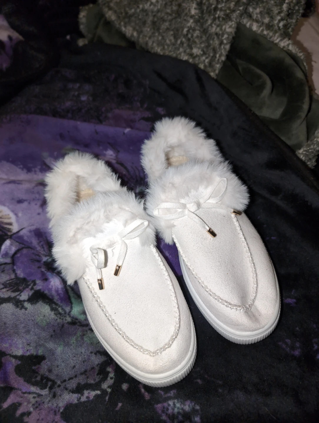 White Faux Fur Slippers/shoes
