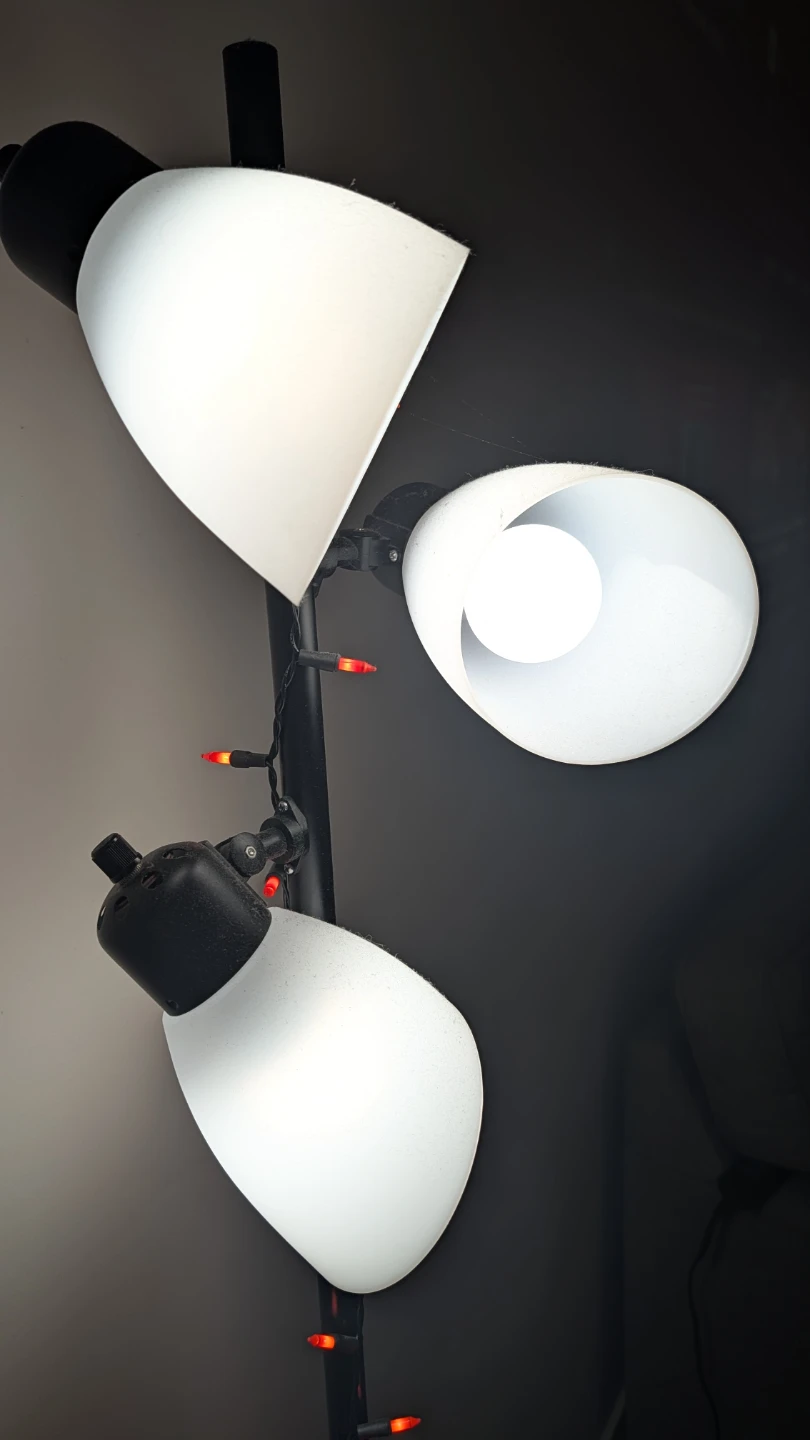 Three-head black floor lamp