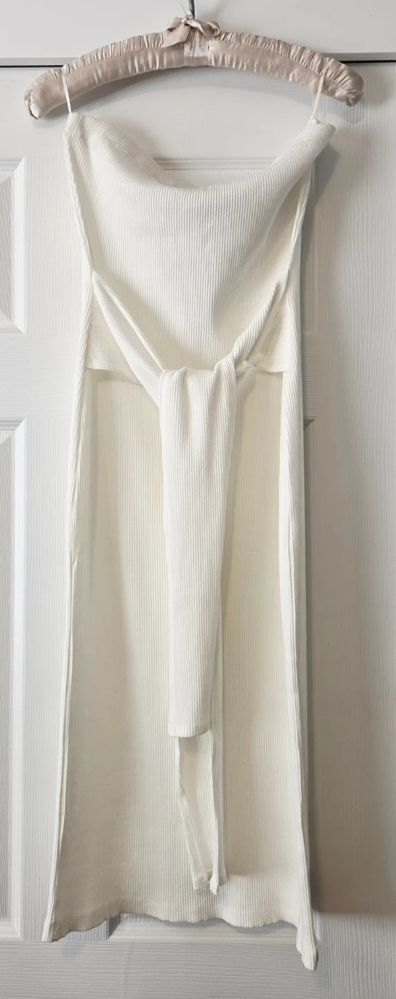 White Ribbed Midi Dress