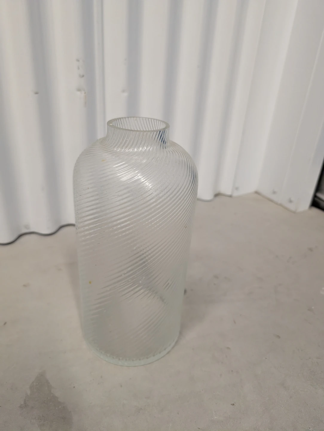 Clear Glass Vase with Spiral Pattern