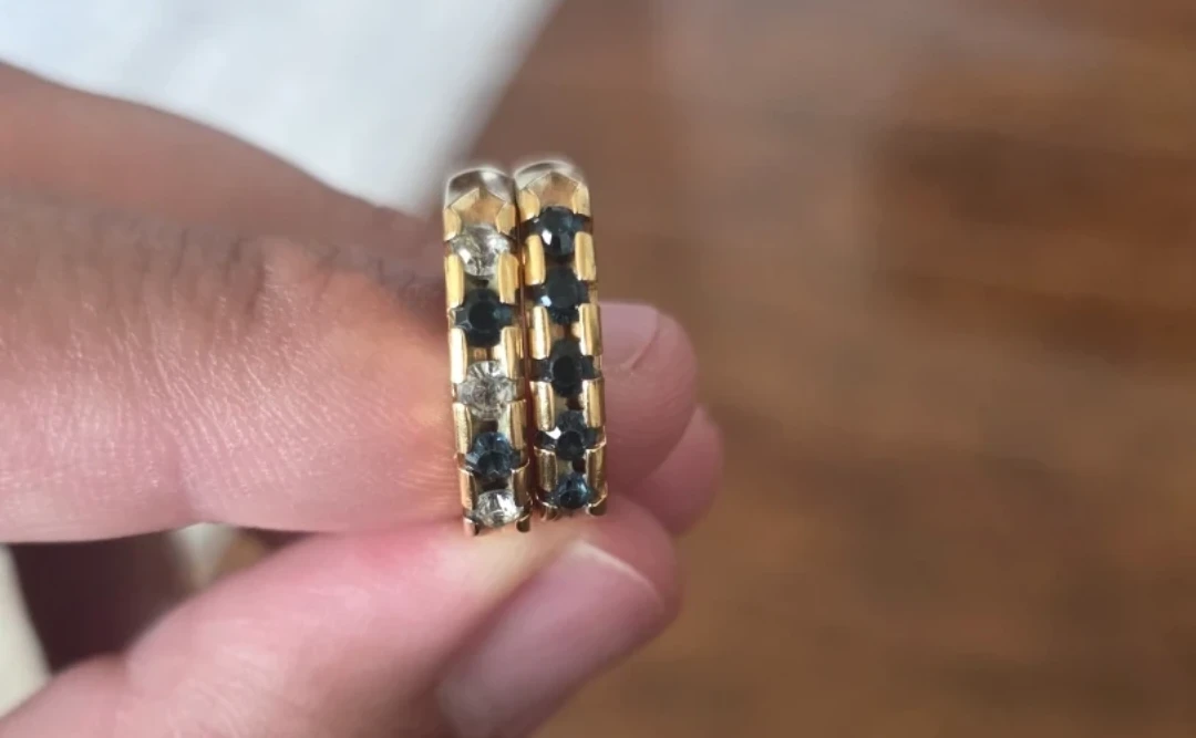 Two Vintage Womens Gold-Tone Stone Rings
