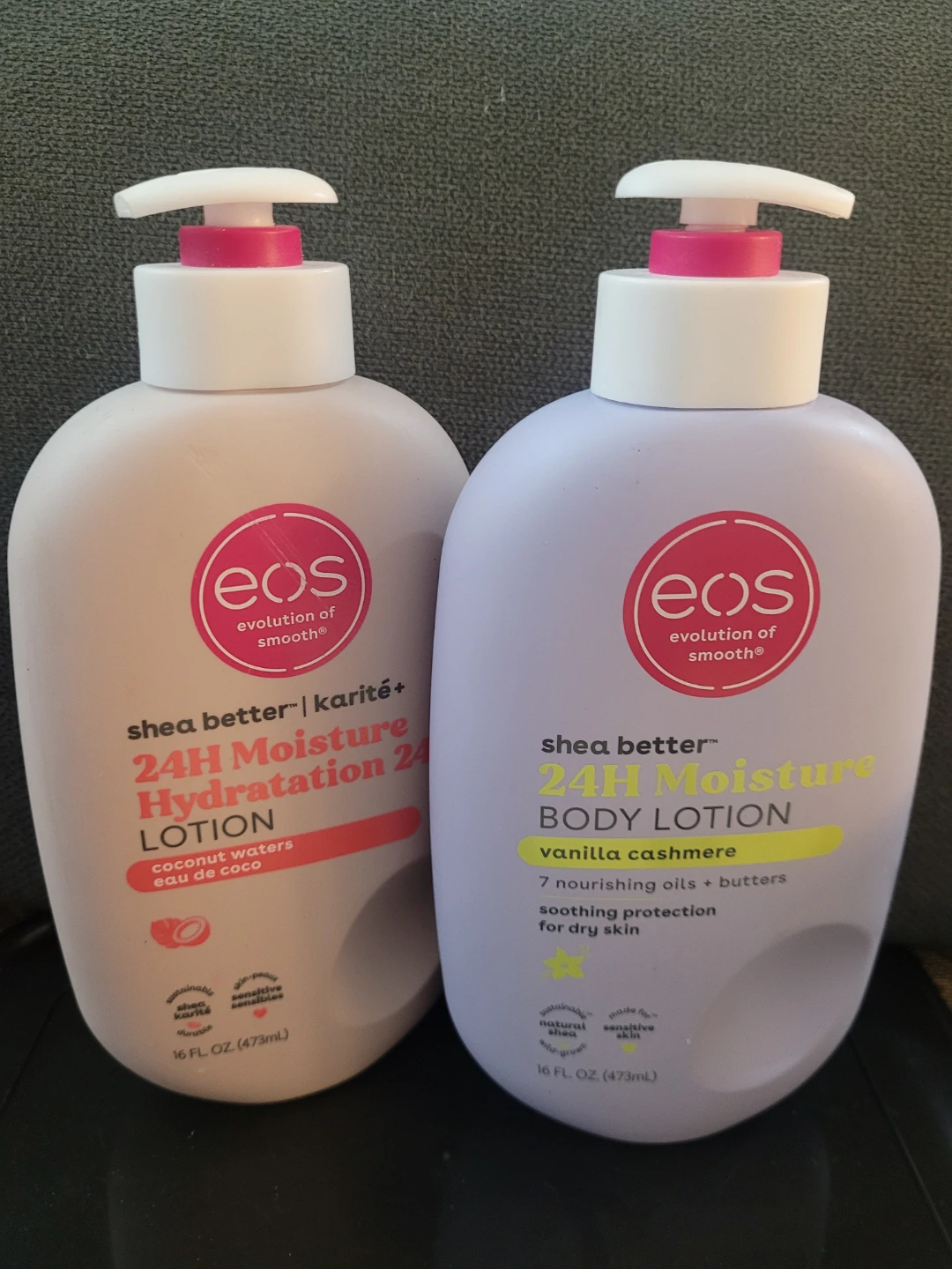 Two EOS Shea Better Body Lotions $12 per bottle