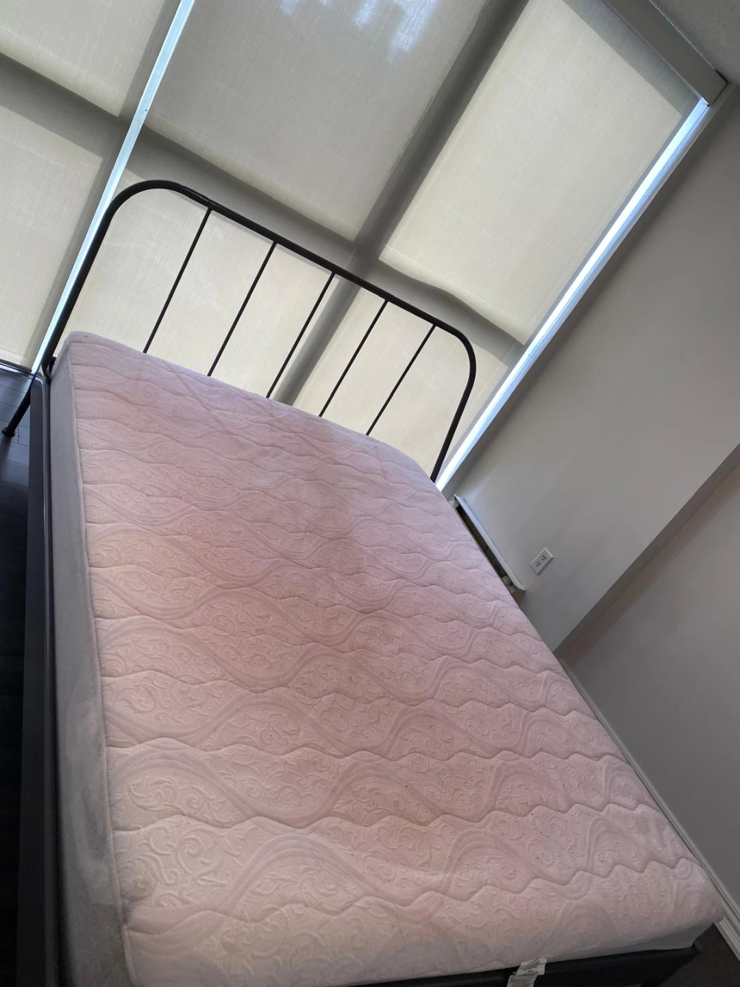IKEA Queen Metal Bed Frame with Slats and Mattress - photo 3