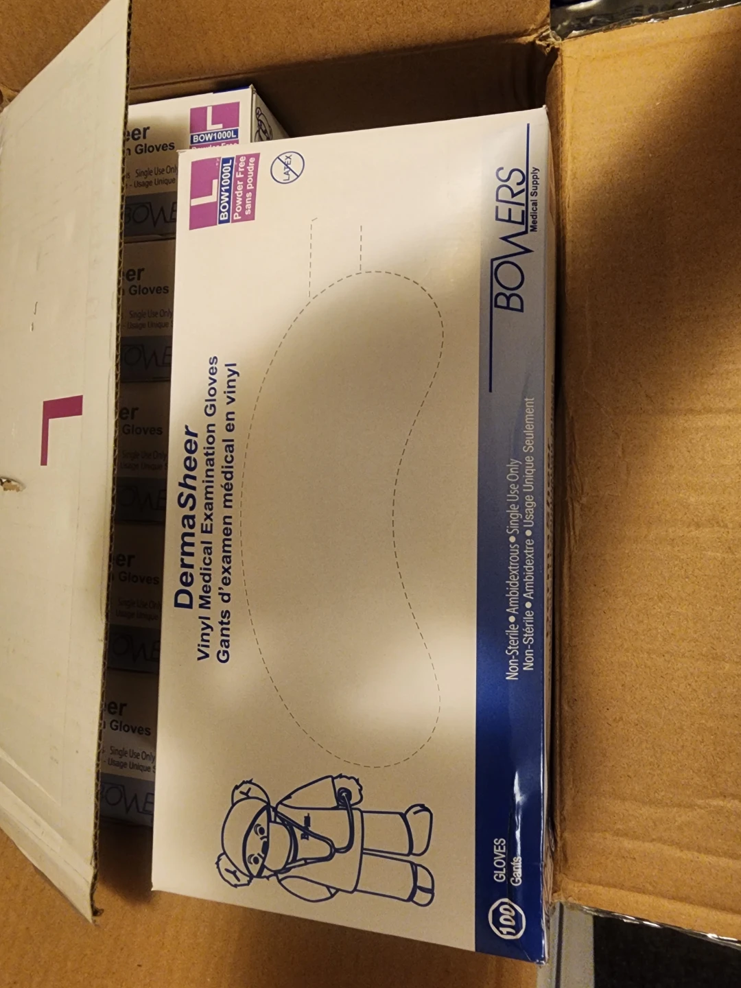 Bowers Medical DermaSheer Vinyl Gloves Large - 1000 Count - photo 2