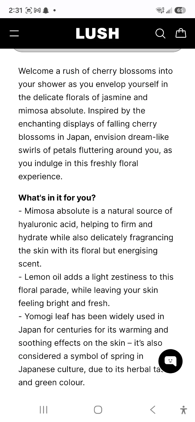 Lush Sakura Shower Gel 250g - photo 2
