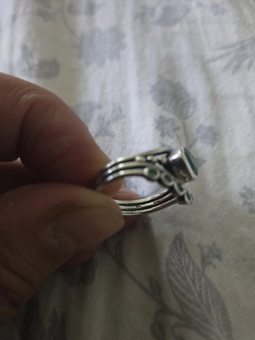 Silver 925 ring with natural emerald stones - photo 5