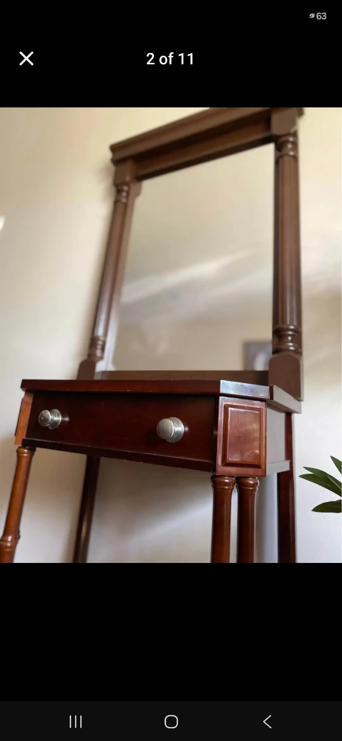 Wooden Table + Hanging Mirror - photo 2