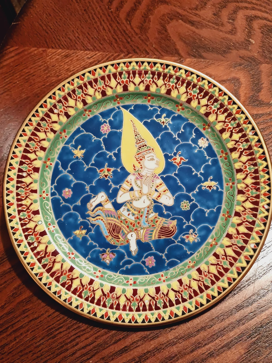 Thai Benjarong Porcelain Thai Goddess Decorative Plate - photo 4