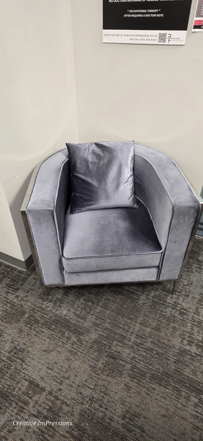 Grey Velvet Sofa and Matching Armchair Set