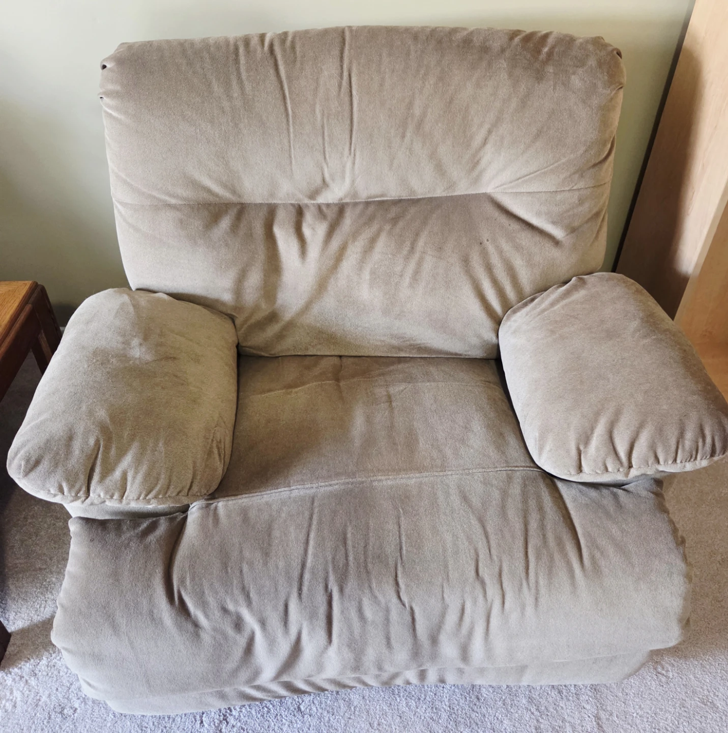 Beige Manual Reclining Sofa and Chair set - photo 3