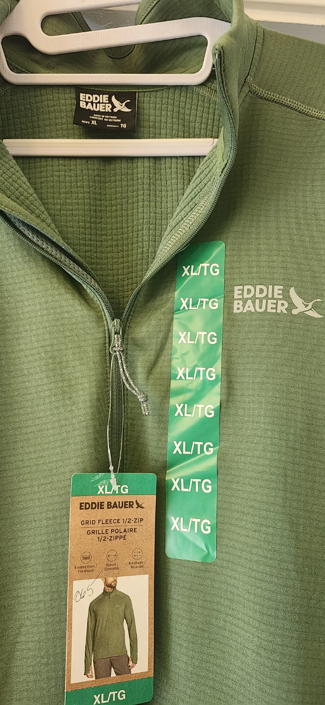 Eddie Bauer Men's Grid Fleece 1/2-Zip Pullover - Olive Green - photo 3