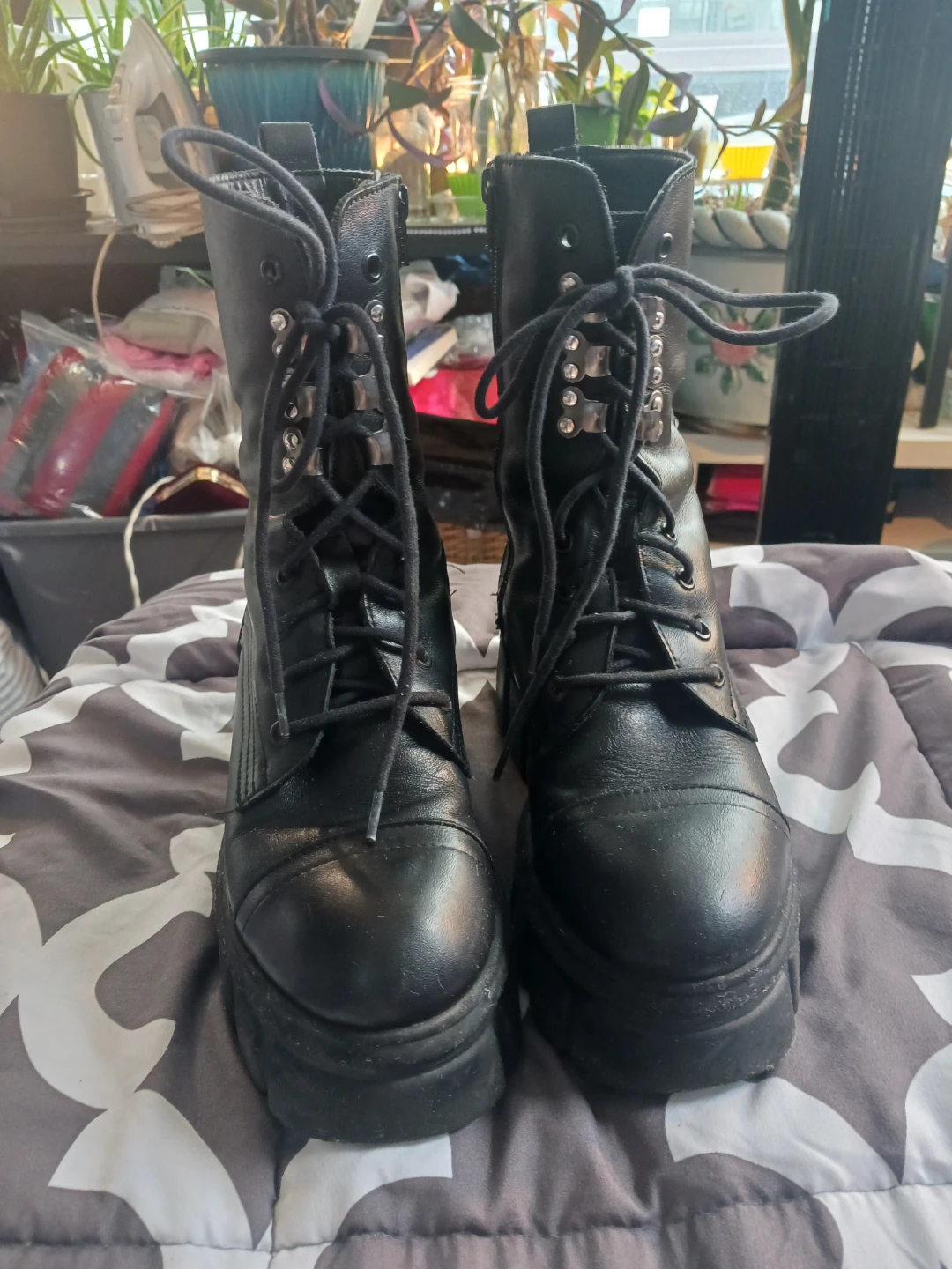 Black Platform Combat Boots