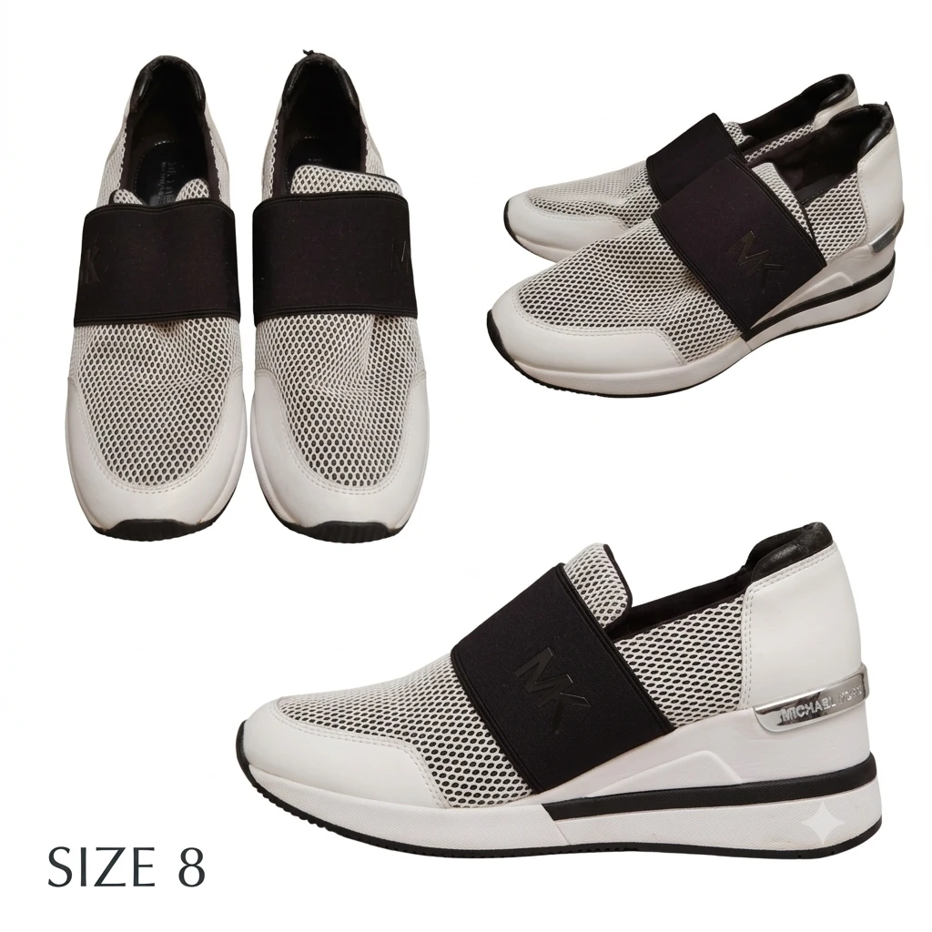 Michael Kors Felix Mesh Wedge Sneakers - Size 8