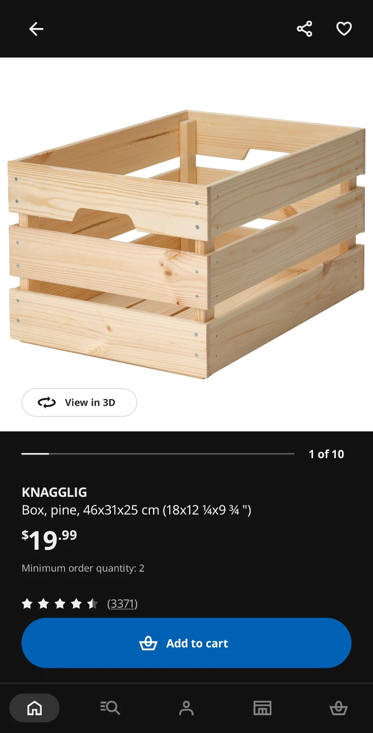 IKEA KNAGGLIG Wooden Storage Box