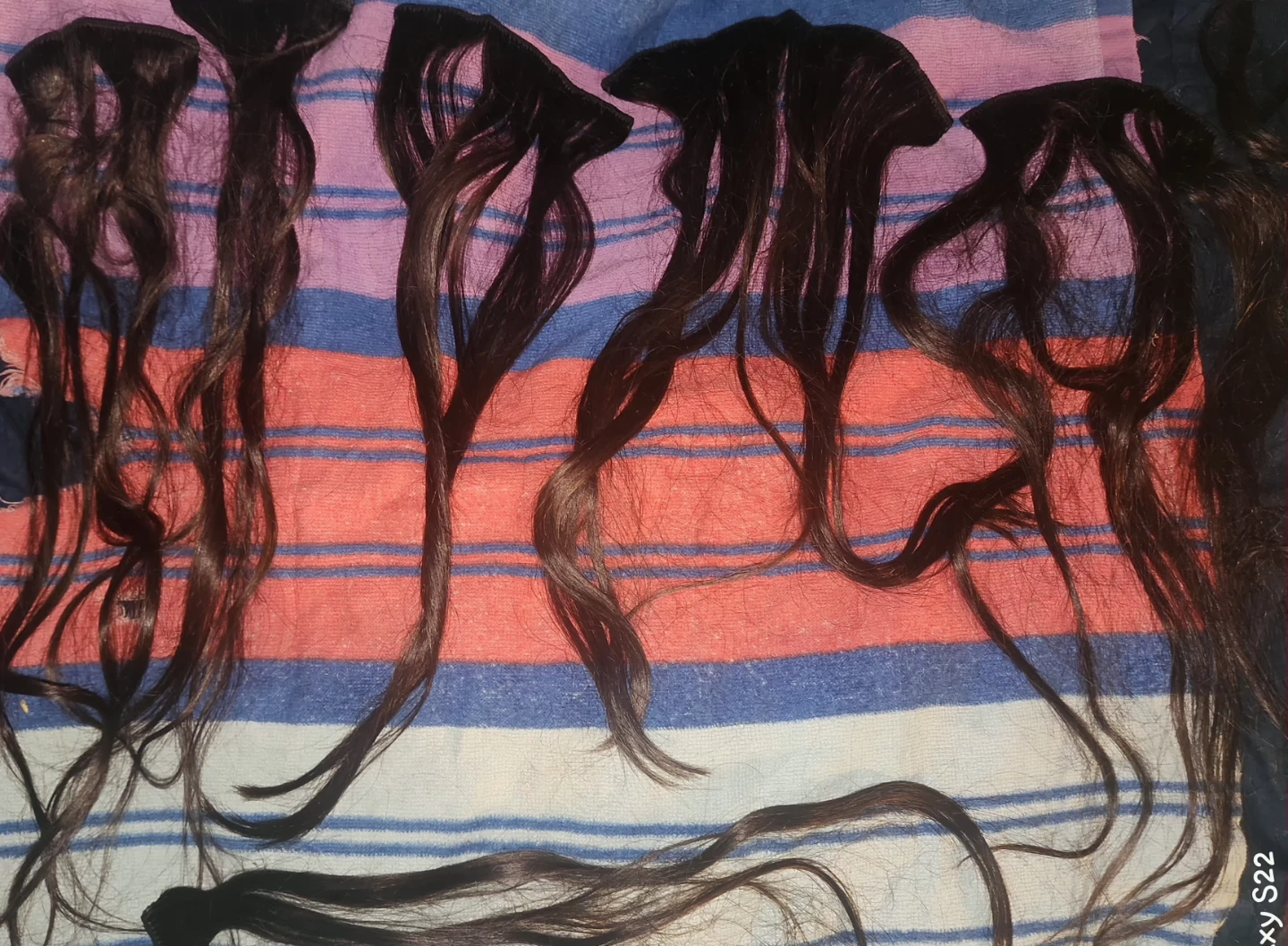 Human Hair Clip In Extensions   Dark Brown  Highlighted Tracks - photo 2
