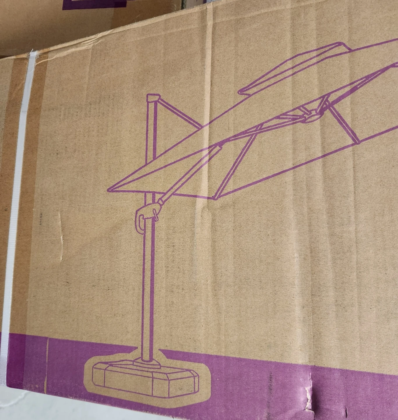 PurpleLeaf 9x9 Cantilever Umbrella Wood Pattern Grey BrandNew