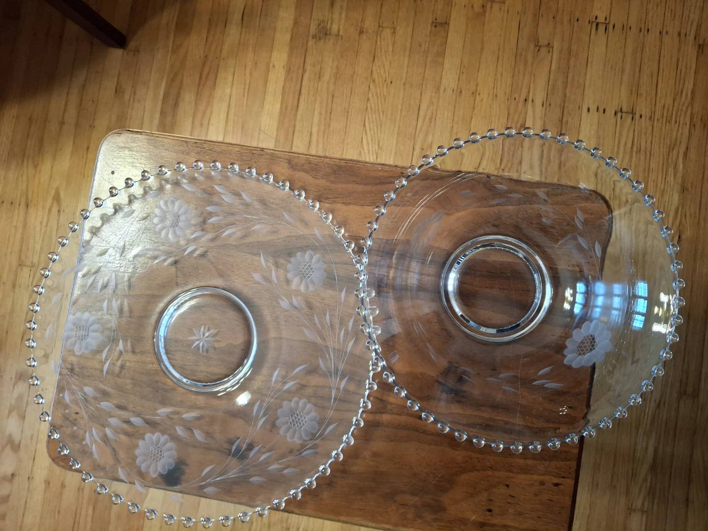 Vintage  Cornflower Candlewick Imperial Bowl and Platter Set - photo 2
