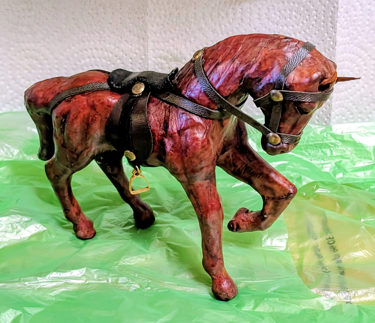 Decorative Leather Horse Figurine - 8" X 6" X 2"