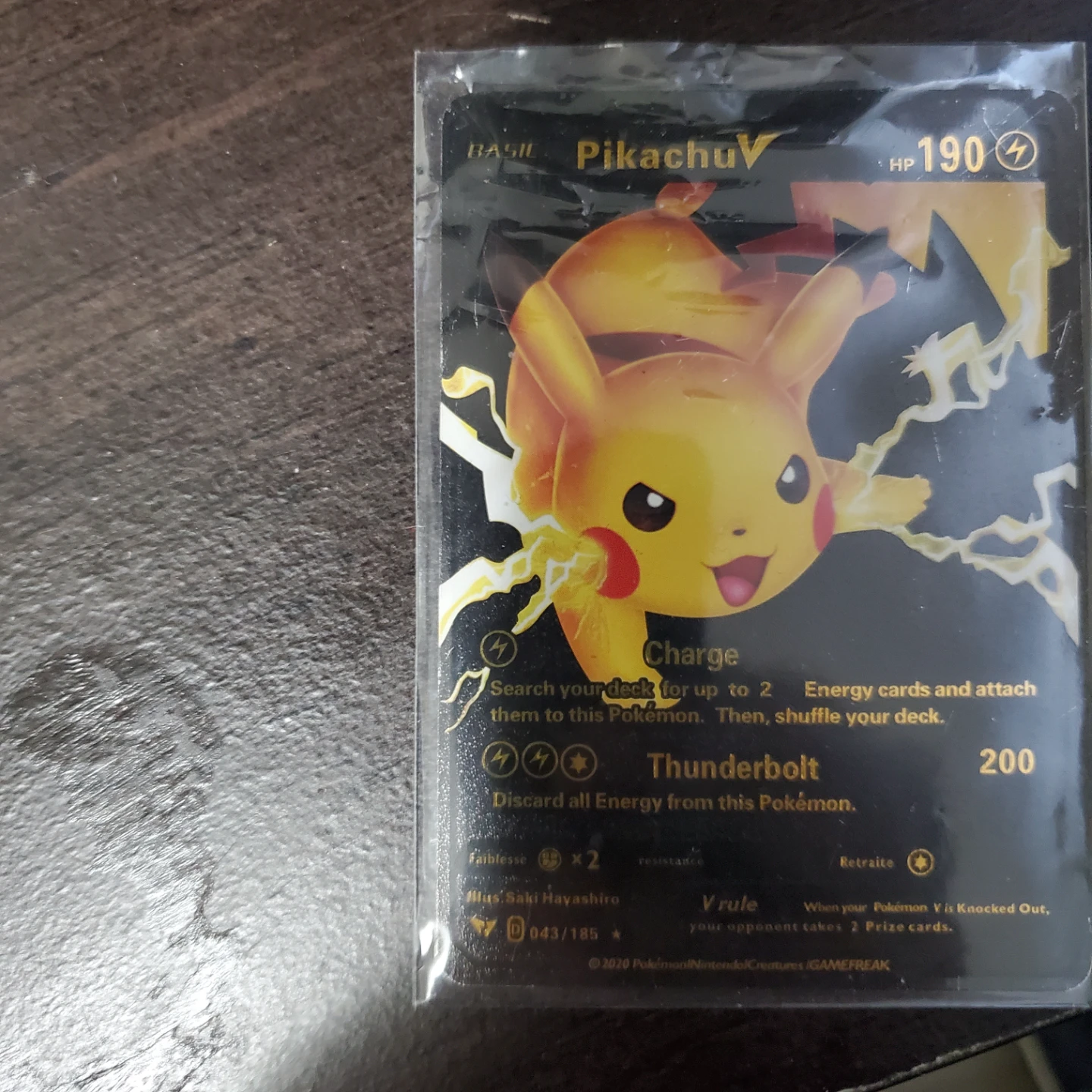 Pikachu V Pokemon Trading Card Black Foil