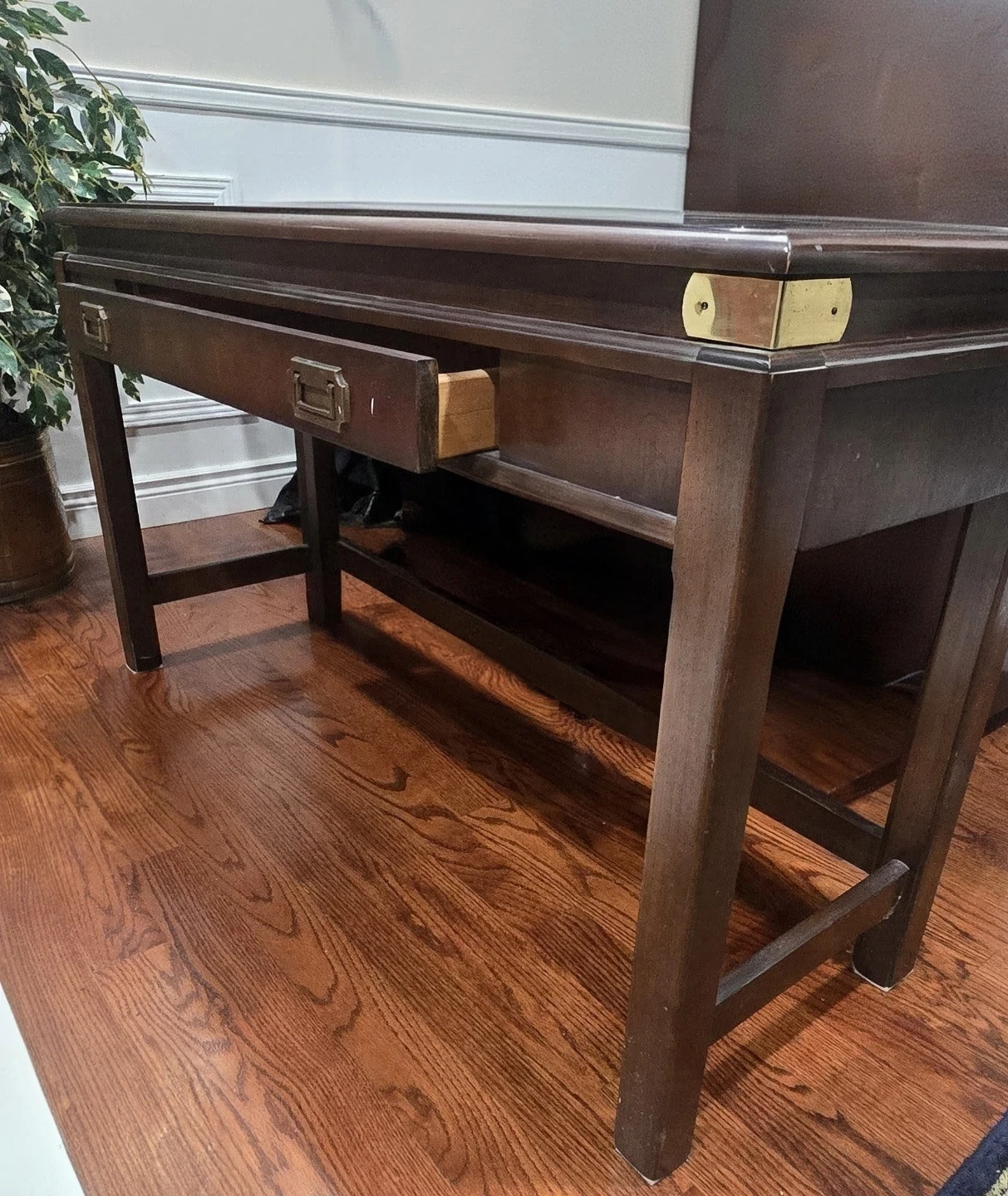 Campaign Style Wood Writing Desk - photo 2