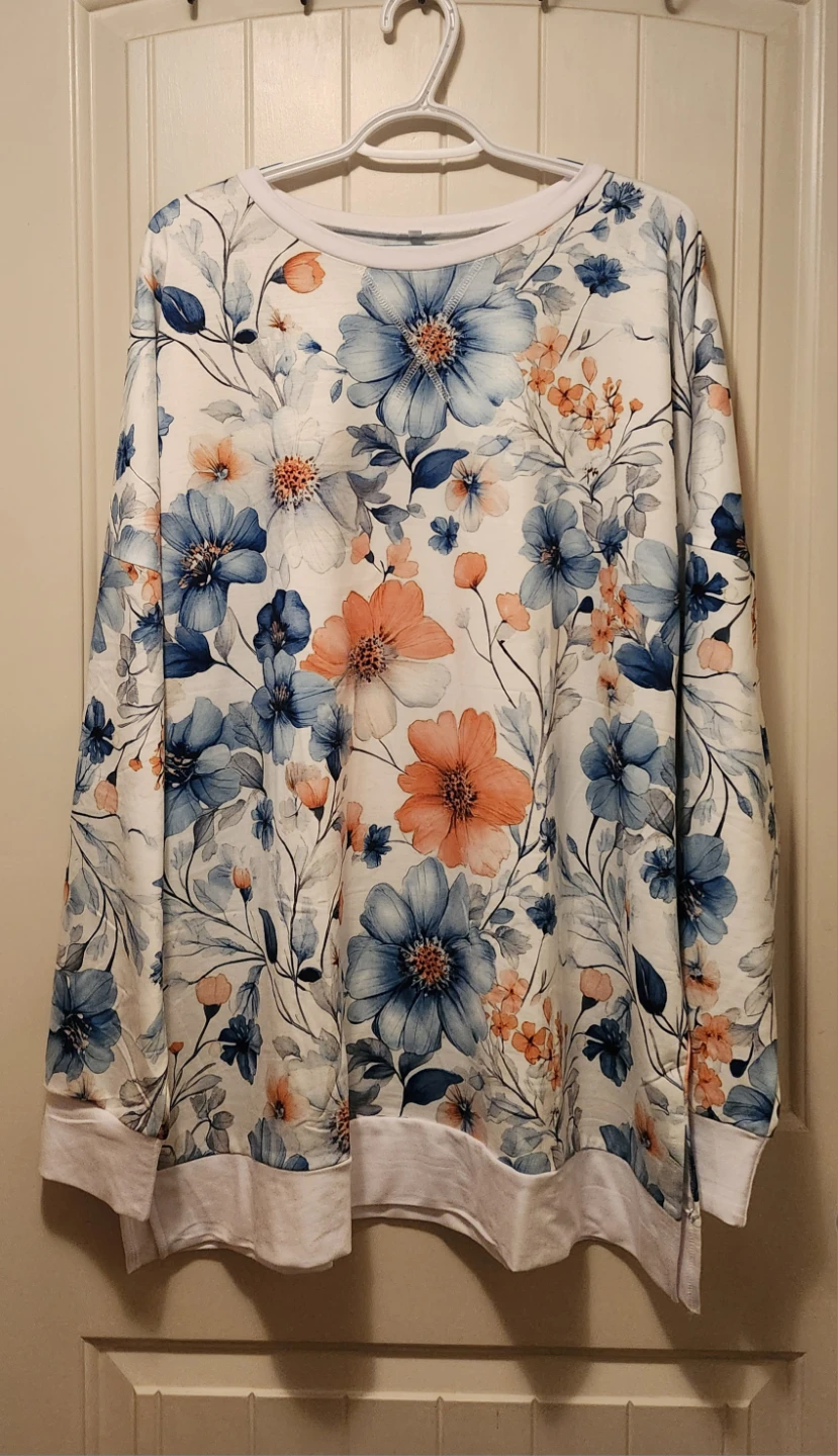 Floral Print Crewneck Sweatshirt