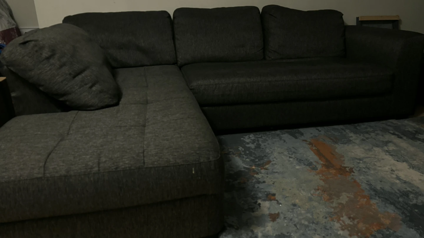 Dark Grey Sectional Sofa with Chaise - photo 2