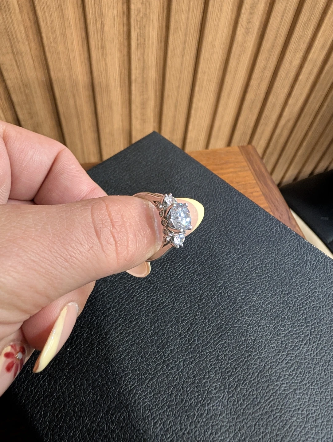 Three-stone cubic zirconia engagement ring - photo 2