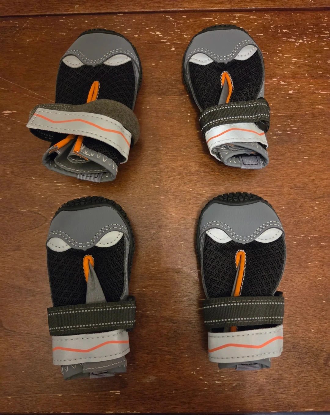 Set of 4 Grey and Black Dog Boots