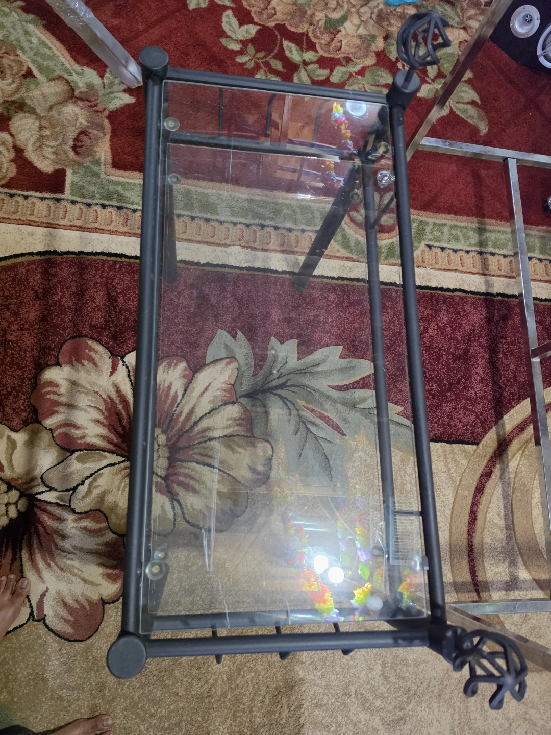 Modern Glass and Metal Side Table