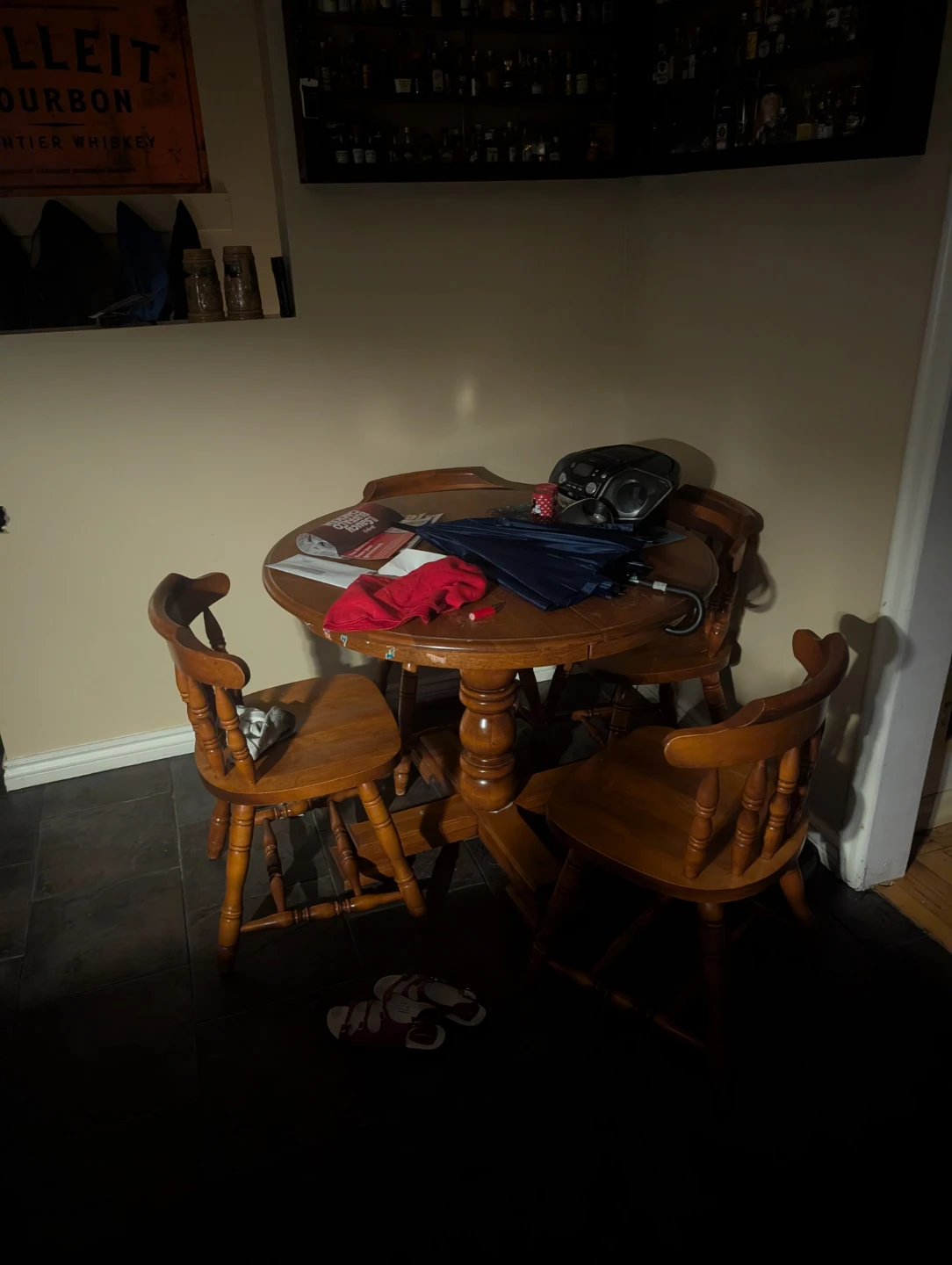 Wooden Round Dining Table with 4 Chairs
