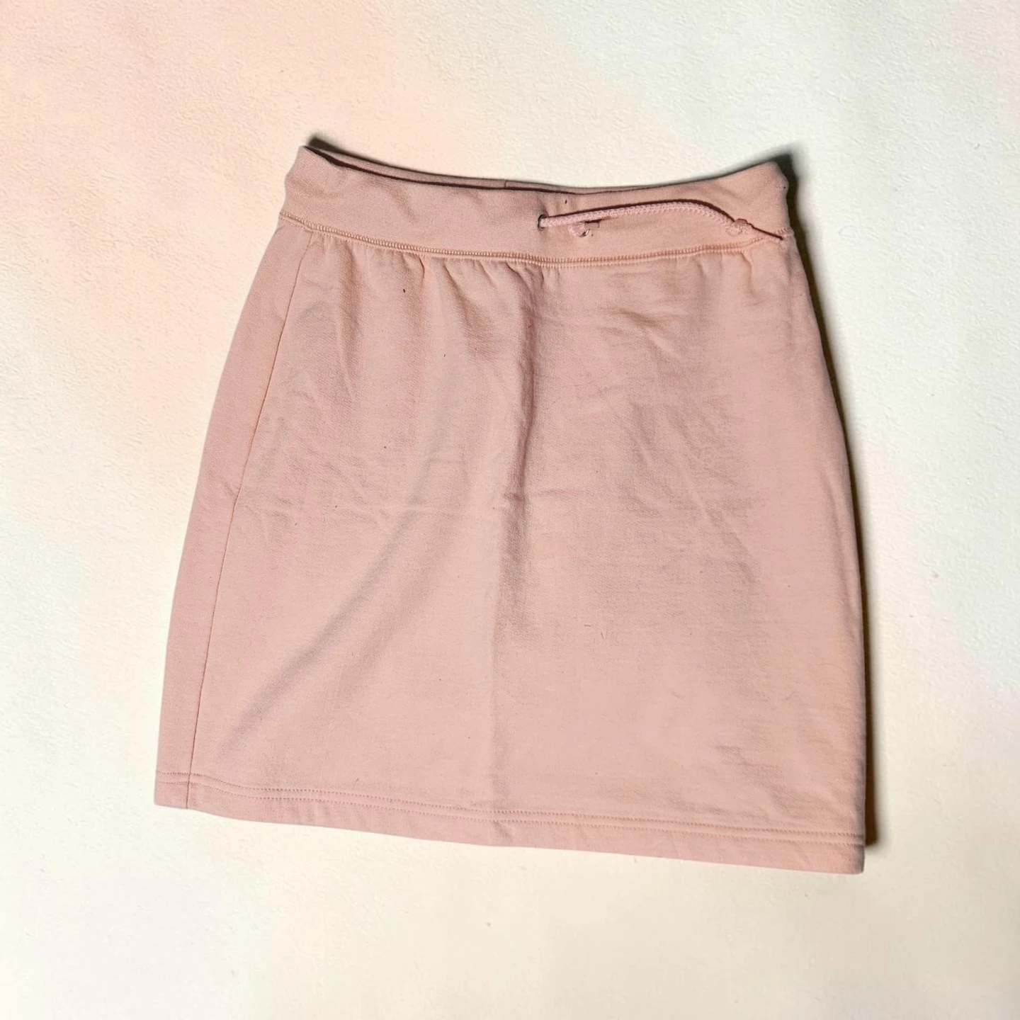 Pink sweatshirt material mini skirt