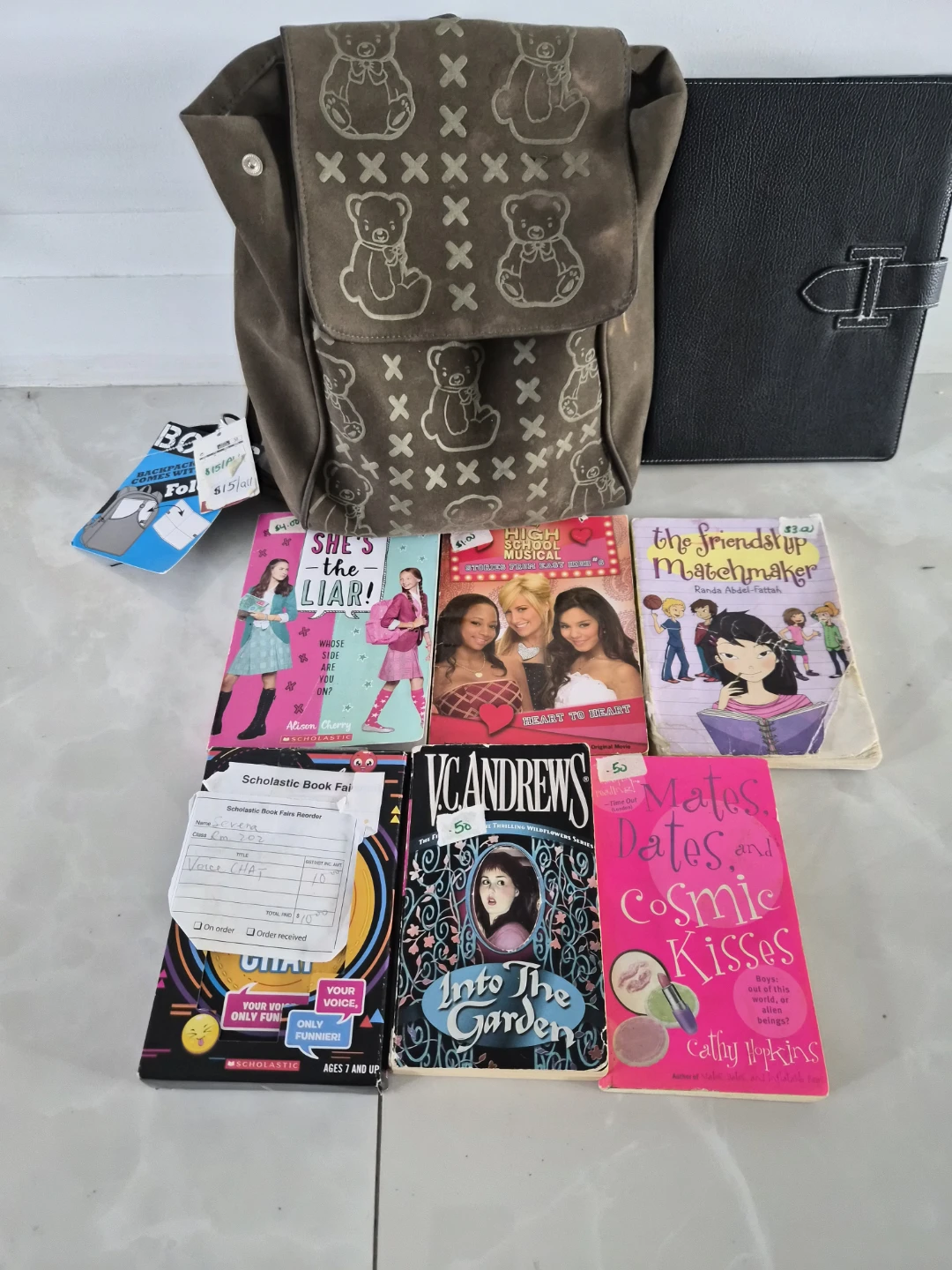 Teddy Bear Backpack and Assorted Books Bundle