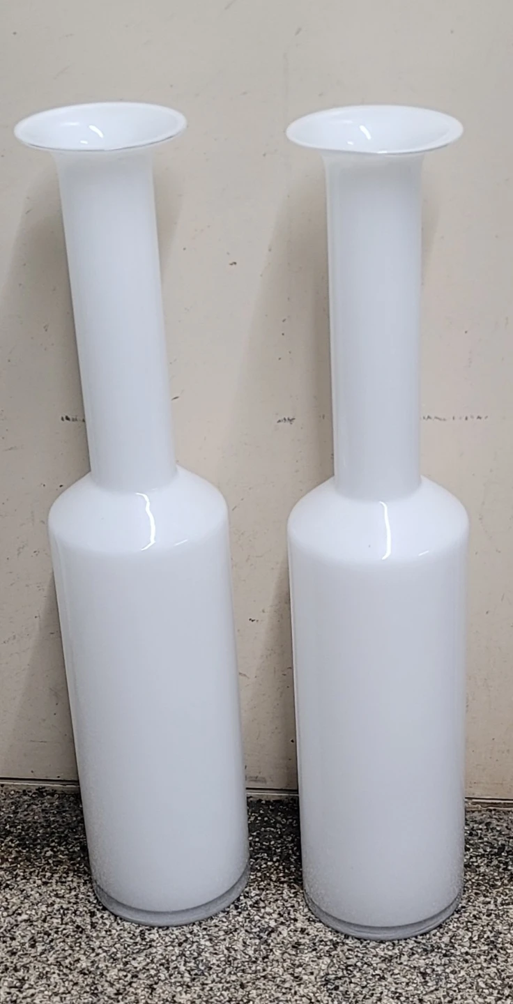 Pair of White Milk Glass Bud Vases