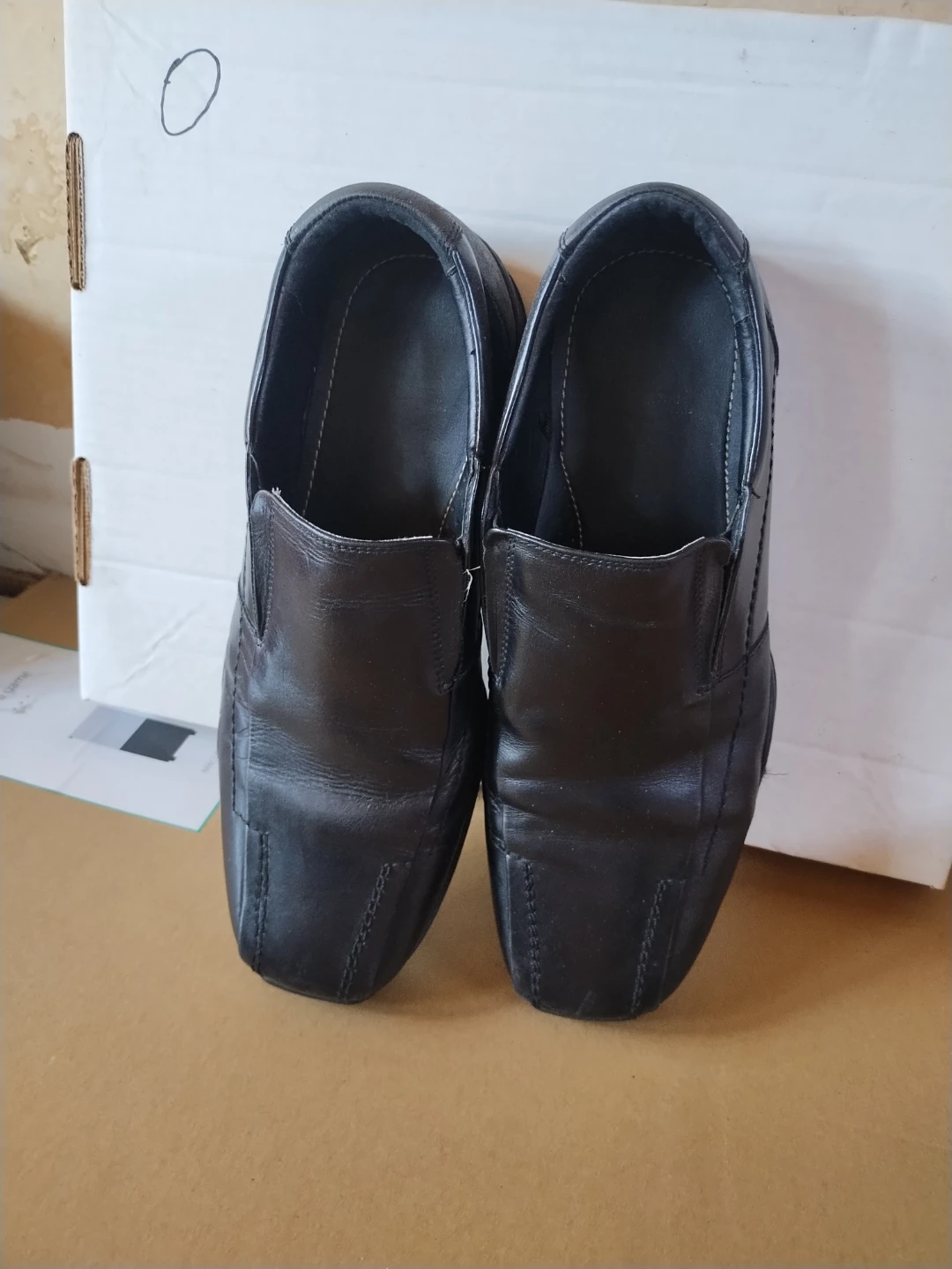 Black Leather Slip-On Dress Shoes
