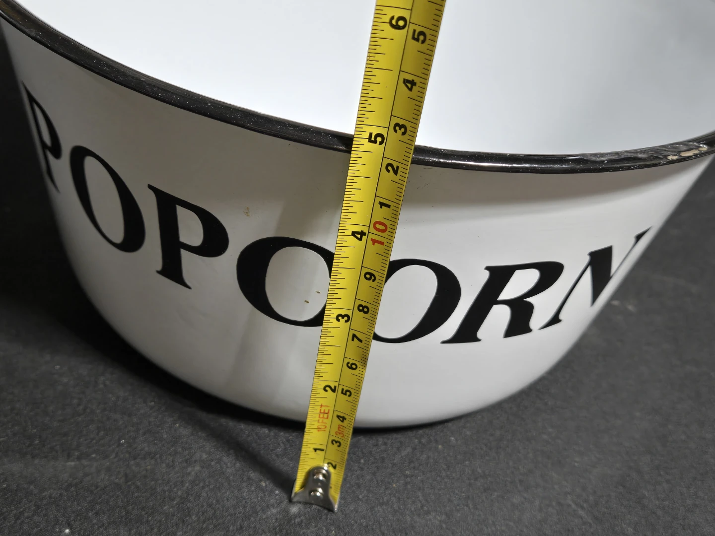 White Enamel Popcorn Bowl - photo 4