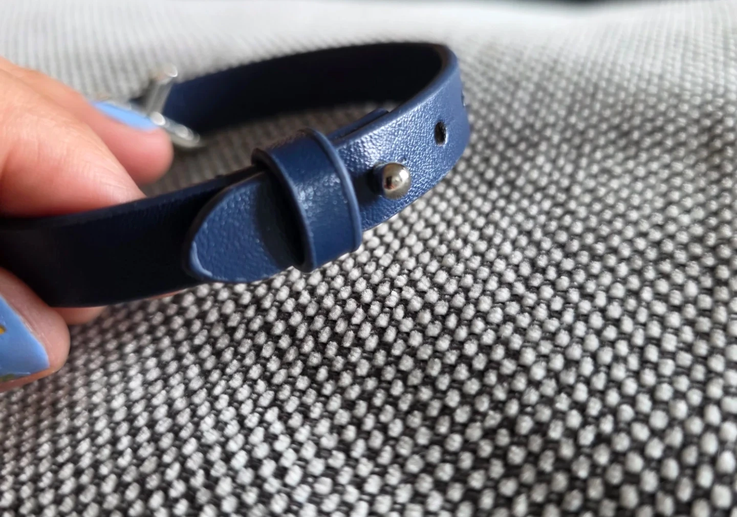 Blue Leather Bracelet with Silver 'X' Accent - photo 5
