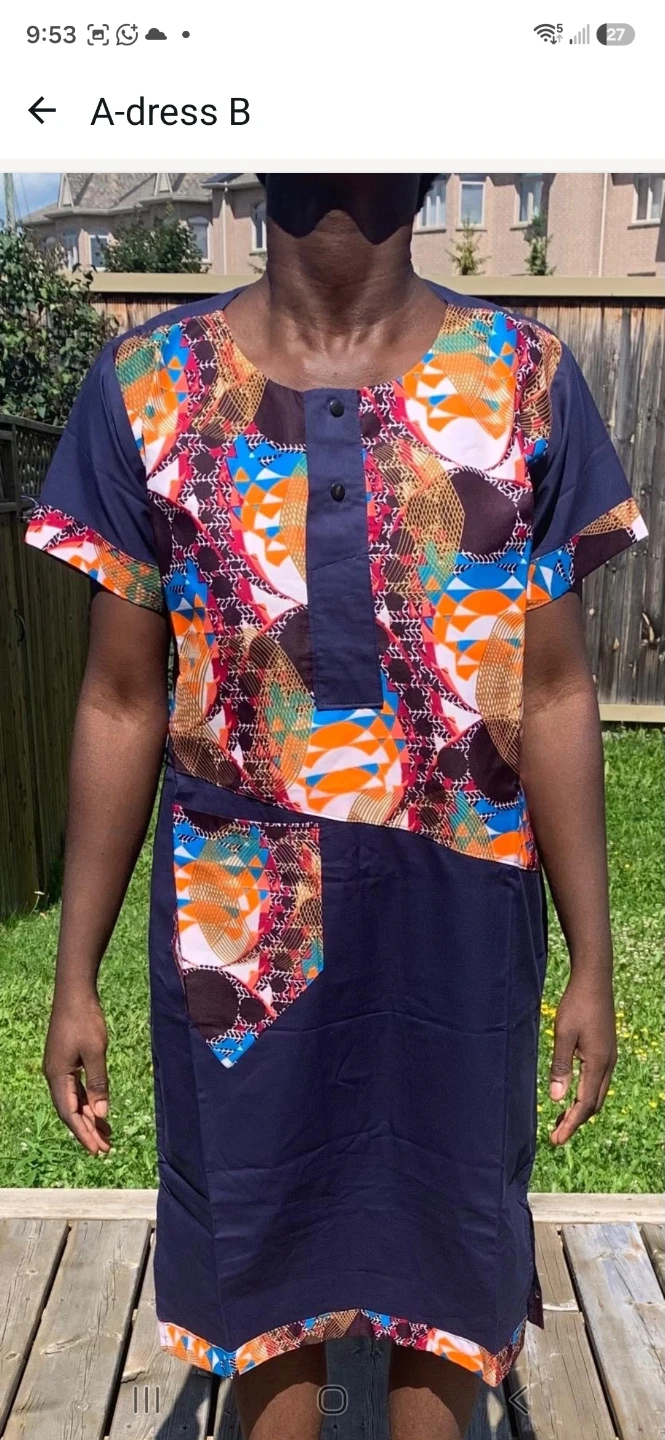 Navy Blue Patterned Dress