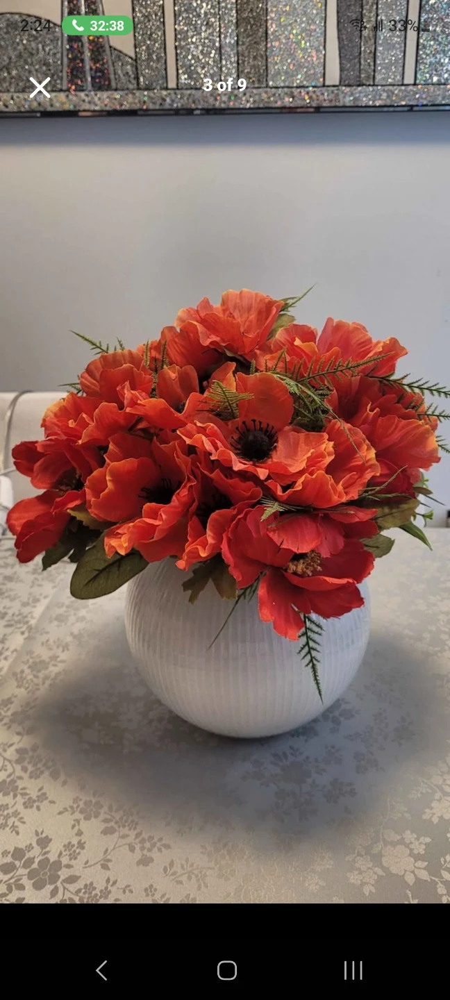 Artificial Flower Arrangement in White Glass Vase - photo 3