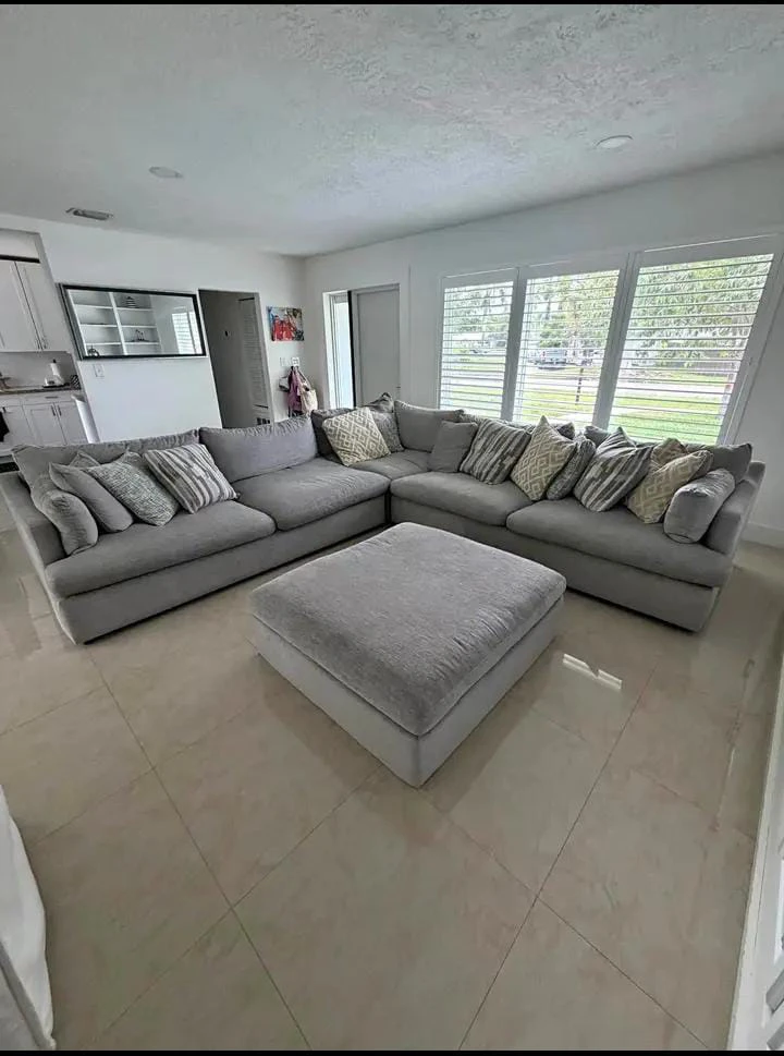 Large Gray Sectional Sofa with Ottoman