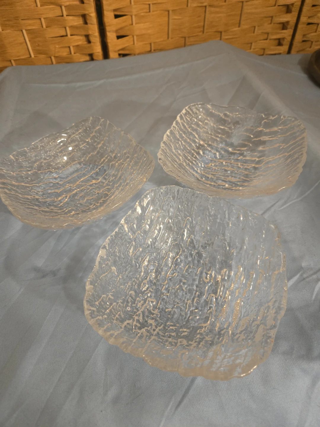 3pc Vintage Iittala Finlandia Ice Glass Bowls