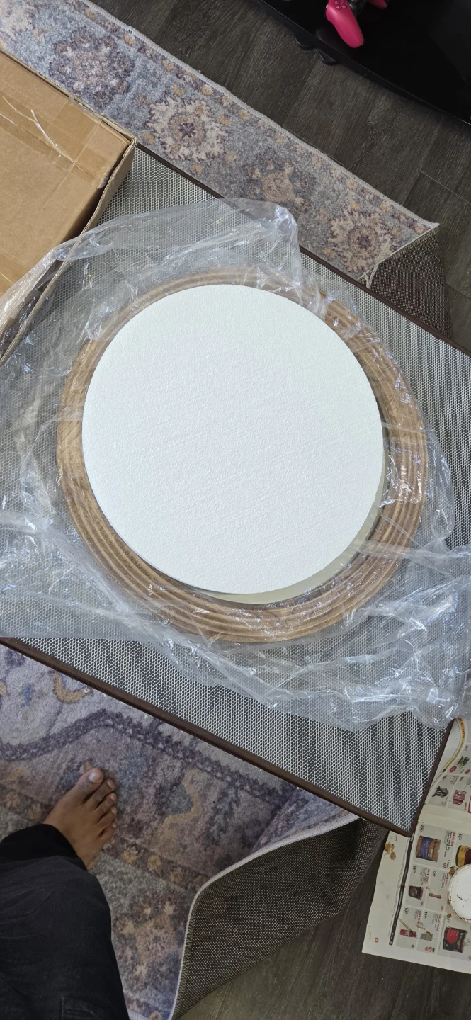 Moving sale Round Wood-Trim Mirror - photo 4
