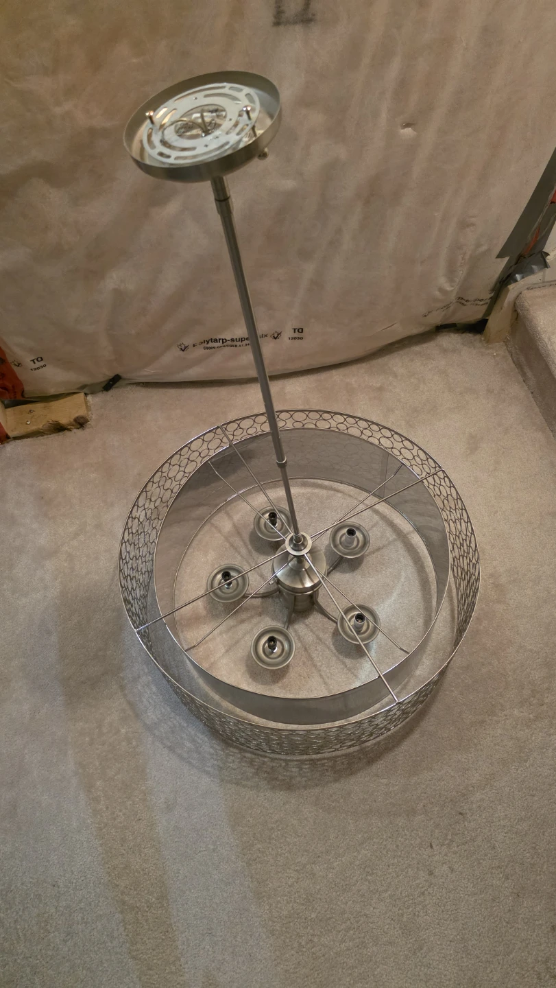 Modern Silver Metal Drum Chandelier - photo 3