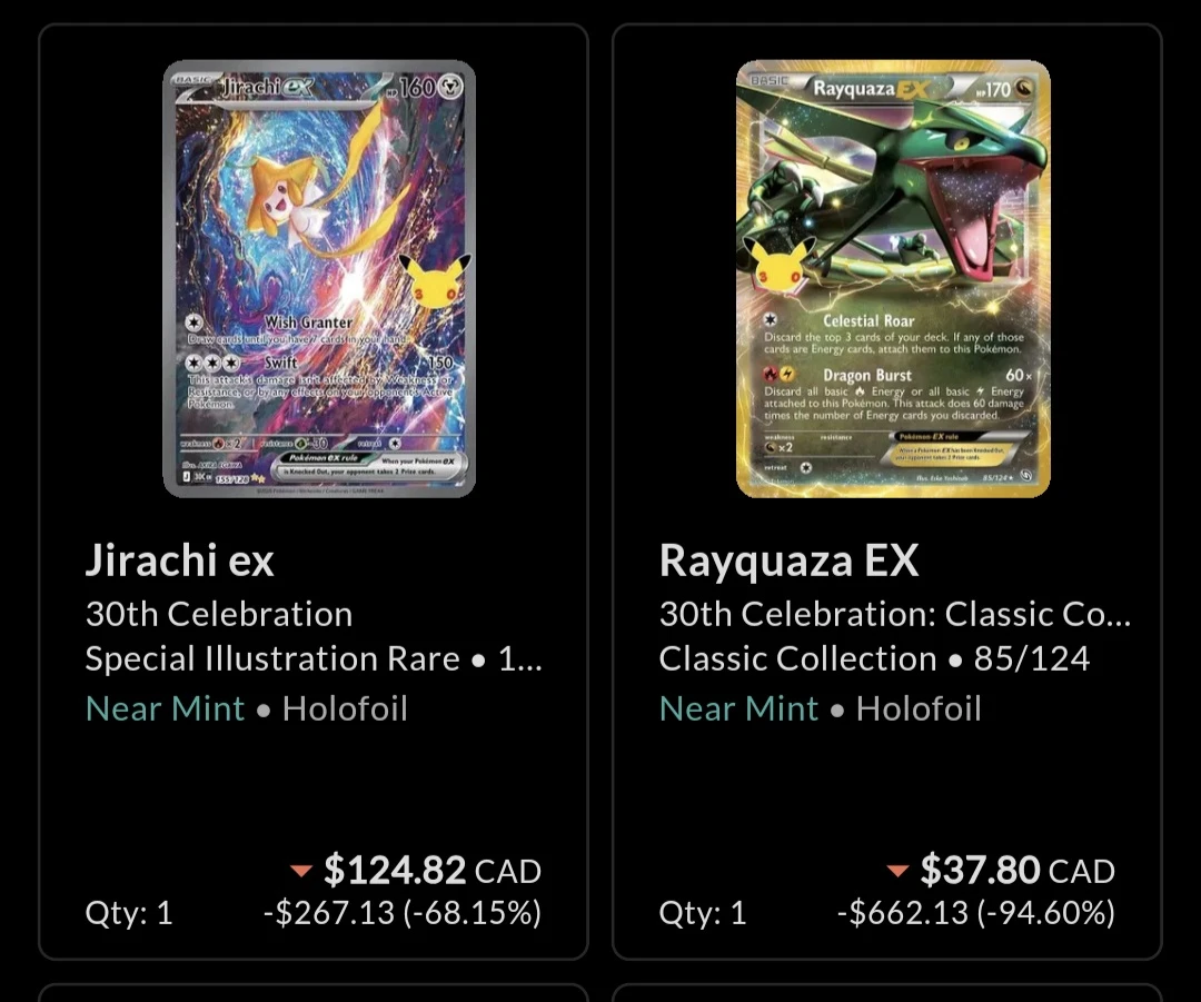 Pokemon 30th Celebration ex Cards